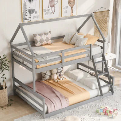 House Bunk Bed Twin Over Full Bunk Bed Loft Bed Wooden Bed Frames Bedroom Sets - Image 1 of 4