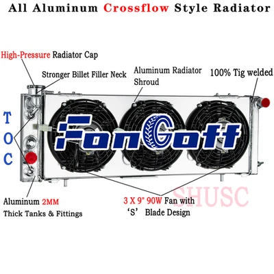 4 Row Aluminum Radiator Shroud Fan For 1991-2001 1995 Jeep Cherokee XJ Comanche - Изображение 1 из 4
