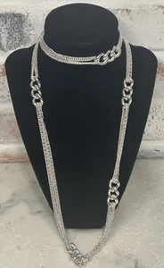 RLL Ralph Lauren Long Silver Tone Circle Link Rope Necklace 35” - Picture 1 of 8
