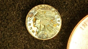 MINIATURMÜNZE 1908 5 DOLLAR INDIANERKOPF GOLDPLATTE über STERLINGSILBER - Bild 1 von 2