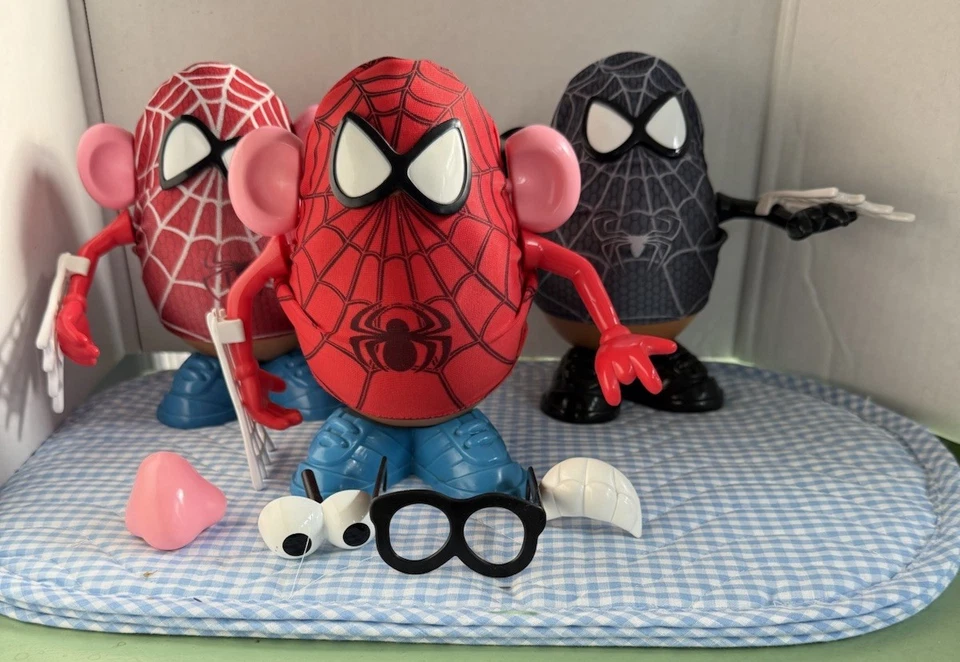 RARO Mr Potato Head Spider Man 1985 Playskool Spud Venom Spider Man Lote de 3 Foto 1 de 4