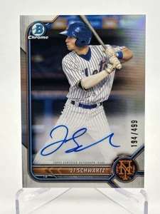 2022 Bowman Chrome JT Schwartz Refractor Auto /499 #CPA-JS New York Mets - Picture 1 of 2