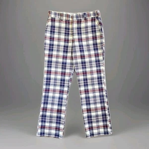 Vintage 60s Bancroft Indian Madras Plaid Mens 35x29 Golf Pants - Picture 1 of 11