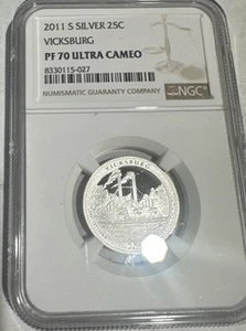 2011 s silver Vicksburg National Park quarter NGC PF 70 Ultra Cameo - Picture 1 of 2
