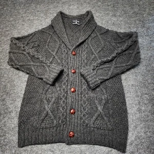 The Irish Store Womens Merino Wool Fisherman Aran Cable Cardigan Sweater Large - Picture 1 of 9
