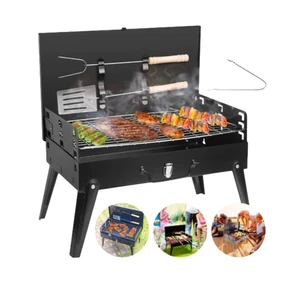 Portable Grill Camping BBQ Garden Barbecue Smoker Burner Charcoal Tabletop Grill - Picture 1 of 11