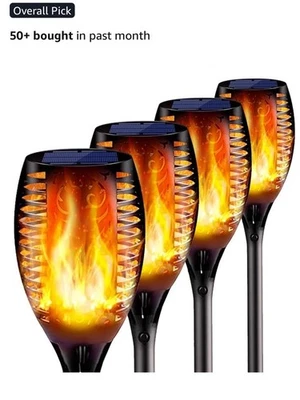 4 Solar Outdoor Torch Lights LED Larger Landscape Lighting 43" Solar Path Lights - Image 1 of 4