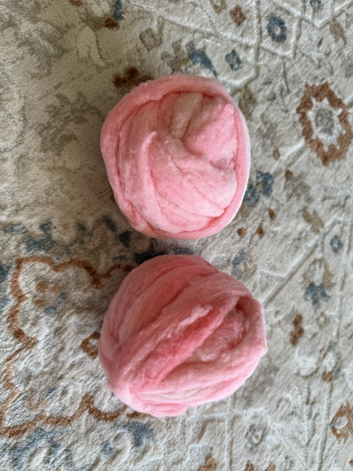 2 Balls Pink Roving - For Mitten Thrumming New. 100% Wool - Image 1 of 1