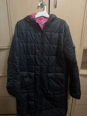 Chaqueta Y2K Roxy Cremallera Larga Rosa Caliente Forro Hasta la Rodilla Capucha 2 Bolsillos Frontales Foto 1 de 4