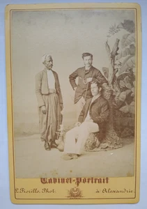 Rare Egypt Cabinet Card by Fiorillo Alexandria Men One in Traditional Clothes - Picture 1 of 3