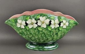 Maling Green Lustre Footed Bowl or Vase, "Thumbprint" Patt, Collectible Vintage. - Picture 1 of 11