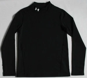 Under Armour Boys YXL ColdGear Mock Neck Long Sleeve Shirt Black/White 1343269 - Picture 1 of 7