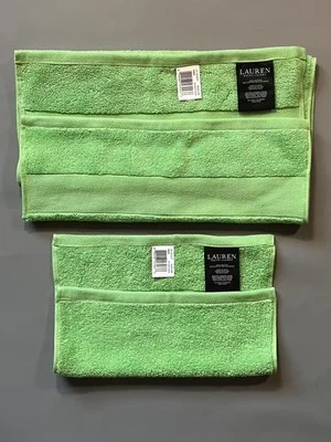 New! Ralph Lauren Wescott 100% Cotton Island Green Hand Towel + Washcloth - Image 1 of 4