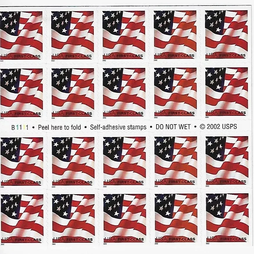 Scott#: 3623a - Flag First Class Non Denominational Sheet of 20 self-adhesive - Image 1 of 1