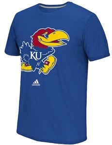 Adidas Kansas Jayhawks Royal Synthetic Super Logo Climalite T Shirt - Picture 1 of 4
