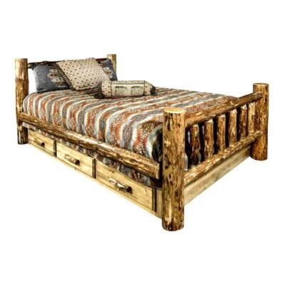 Cama King Montana Woodworks Glacier Country Wood con Almacenamiento en Lacado Marrón Foto 1 de 4