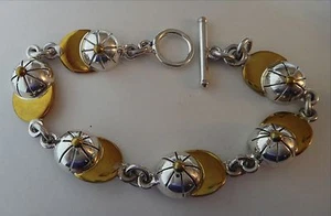 8" Sterling Silver 20gram 6 link Softball Baseball Cap Hat Bracelet toggle clasp - Picture 1 of 5