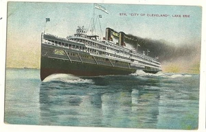 Steamer City of Cleveland Lake Erie Steamship Ship  postcard - Picture 1 of 1