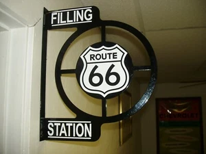 SEÑAL PUBLICITARIA DE BRIDA DE PARED NOSTÁLGICA DE LOS AÑOS 50 ROUTE 66 - Imagen 1 de 3