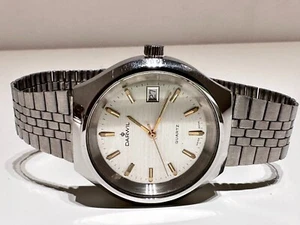 VINTAGE RARE COLLECTIBLE BIG SWISS ALL ST.STEEL MEN'S QUARTZ WATCH "DARWIL" - Picture 1 of 13