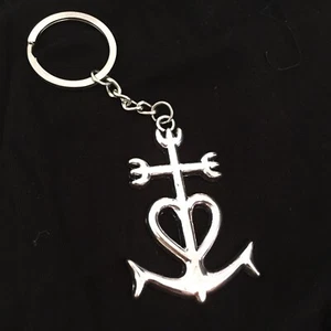 Shiny Metallic Camargue Cross Key Chain Ring Faith Hope Love - Picture 1 of 8