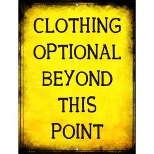 Clothing Optional Metal Parking Sign 9"x 12" for Home Wall Door Garage Novelty - Picture 1 of 1
