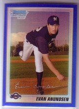 2010 Bowman Chrome Prospects Blue Refractors #BCP67 Evan Anundsen Brewers /250