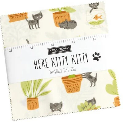 Here Kitty Kitty Moda Charm Pack 42 100% Cotton 5" Precut Quilt Squares - Image 1 of 2
