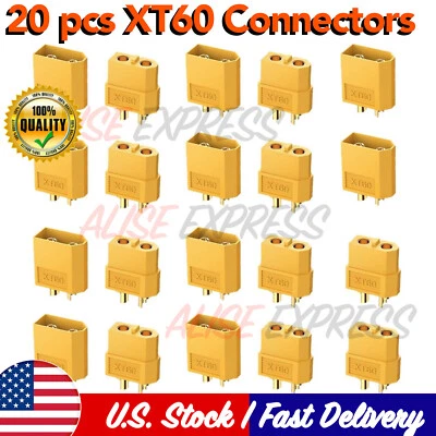 XT60 Connectors Plugs 10 Male + 10 Female Bullet RC Lipo Battery 20Pcs - Image 1 of 4