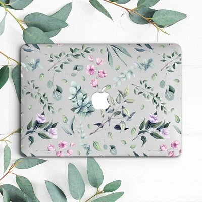 Watercolor Flowers Green Leaves Hard Case Cover For Macbook Pro 13 15 Air 11 13 - Image 1 of 3