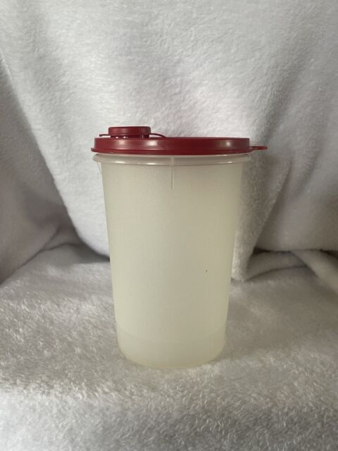 Tupperware Red Cylinder 262-5 Liquid Container 8.5 Pour Lid Spout
