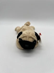 Vintage Ty Beanie Baby Pugsly der Mops Hund 1996 Plüsch Beanie Baby mit Etikett - Bild 1 von 8