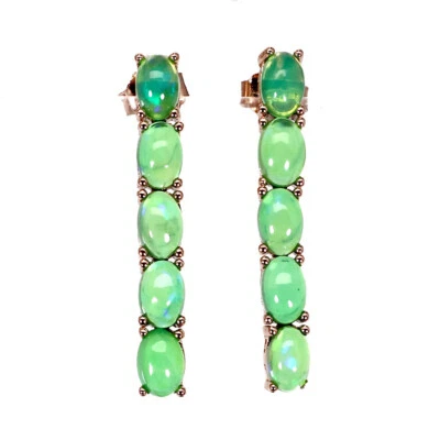 925 Orecchini Argento Sterling Ovale Opale di Fuoco 6x4mm Naturale Gemma - Immagine 1 di 4