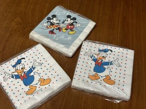 Vintage Disney Mickey & Minnie Mouse Donald Duck Birthday Luncheon Napkins - Picture 1 of 11