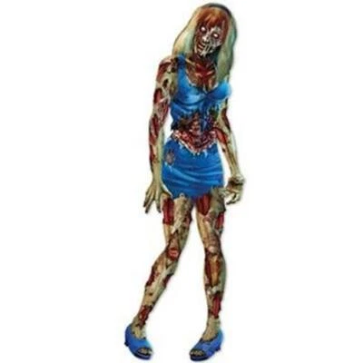 BEISTLE Halloween Jointed 6-Foot Tall Zombie Girl 54" Paper Halloween Wall Decorations