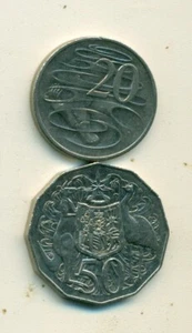 2 MÜNZEN aus AUSTRALIEN - 20 & 50 CENT (BEIDE 2004)..20 CENT mit ENTENSCHEIN SCHNABELTIER - Bild 1 von 2