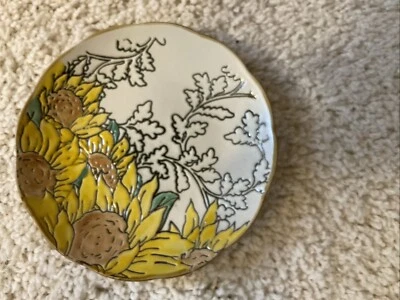 Spectrum Deisgnz Gilded Sunflower Small Dessert Or Appetizer Plates Set Of 4 - Image 1 of 2