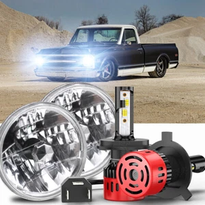 Hi/Lo 7" inch LED Headlights Round Sealed For Chevy Blazer C10 Pickup 1969-1974 - Picture 1 of 15