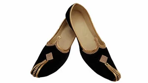 Aura Mens flat jutti Indian wedding mojari sherwani ethnic shoes US size 8-12 VB - Picture 1 of 6
