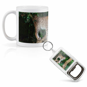Mug & Bottle Opener-Keyring-set - Wild Lynx Cat Animal   #3434