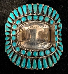 Bracciale Orologio Vintage ZUNI Argento Sterling Turchese Punta Ago Firmato J W - Foto 1 di 5