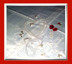 Hochzeit Hänger Deko Tür Auto- Kirche- Bank- Stuhl Herz Perlen Organza Hochzeit - Bild 1 von 2