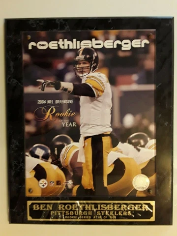 Large 2004 Rookie of the Year Steeler Ben Roethlisberger #7 (13 x 11) Plaque New Cover