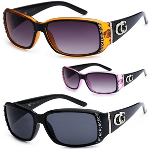 Womens Oval Wrap Rhinestones Sunglasses Fashion Designer Shades Celebrity Bling - Picture 1 of 15