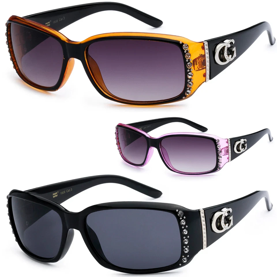 Womens Oval Wrap Rhinestones Sunglasses Fashion Designer Shades Celebrity Bling - Image 1 of 4