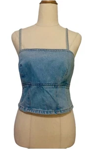 Womens Blue Denim Cropped Top/Corset Size 6 Brand New Tags By Lily Loves - Picture 1 of 14