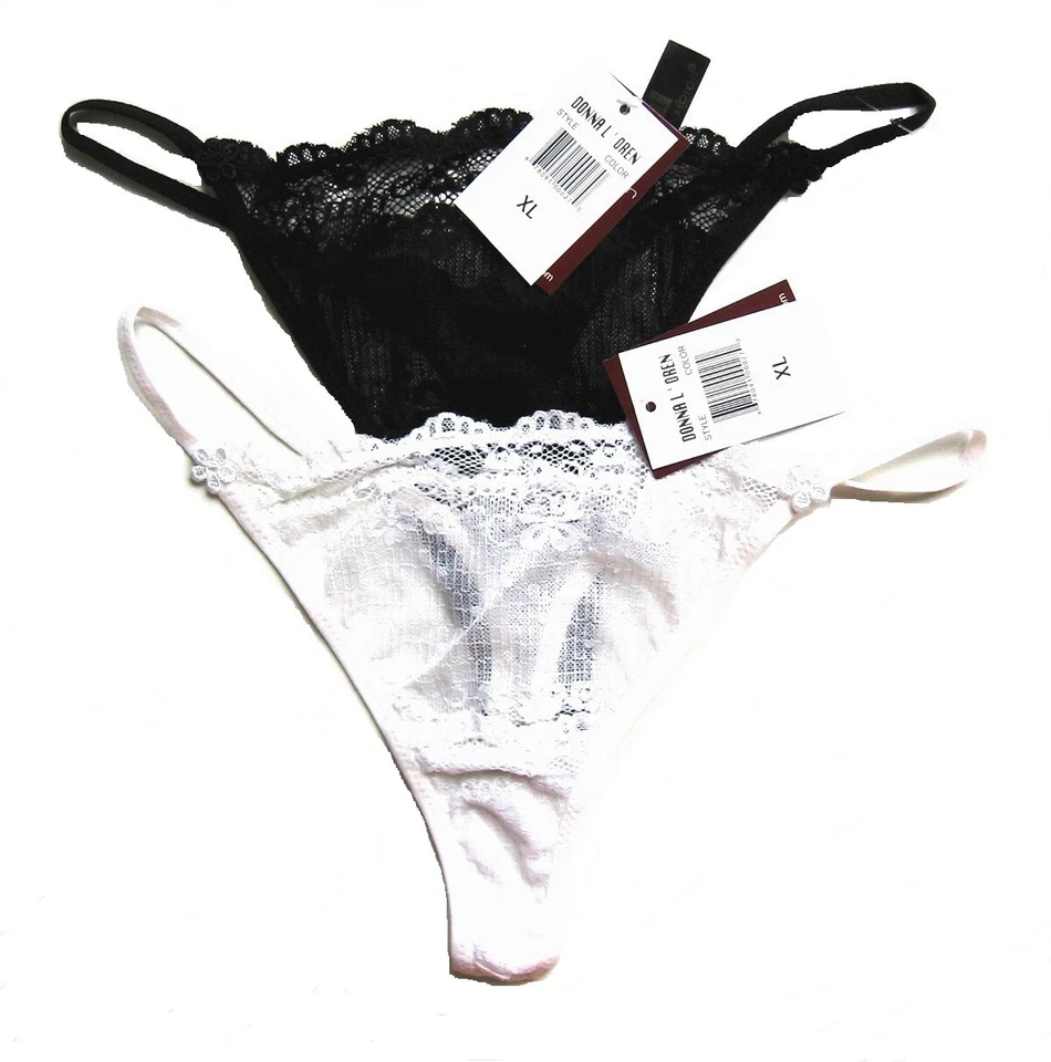 A0519 Donna L'Oren NEW Women's Scalloped Waist All Sheer Floral Lace Mesh Thongs - Image 1 of 2