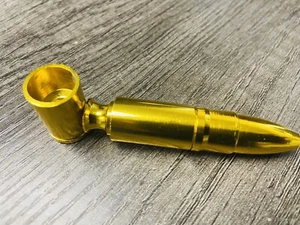 Gold 3,25"" Bullet Style Metall Tabak Rauchpfeife Verwendung & Sauber/USA - Bild 1 von 5