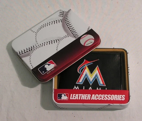 Miami Marlins Embroidered Black Leather Bi-fold Wallet Cover
