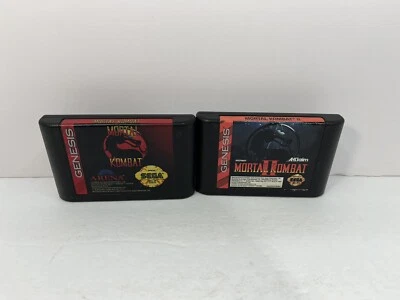 Sega Genesis 2 Game Lot Mortal Kombat 1 & II Bundle Cleaned Tested Works MK - Image 1 of 4